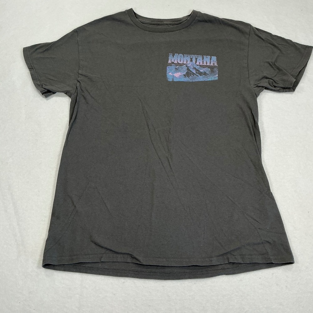 Bowery Supply Co Montana Glacier National Park Graphic T-Shirt Gray Mens Medium
